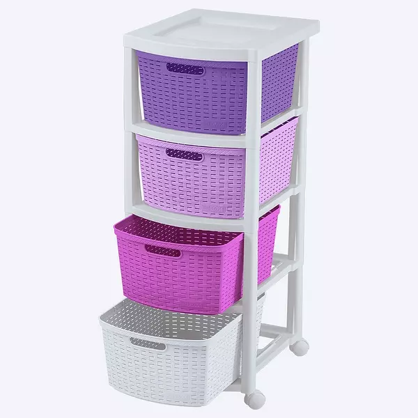 Cajonero Rimax Apariencia Rattan 4 Gavetas Altas Niña