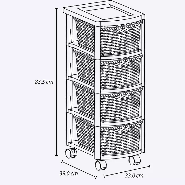 Cajonero Rimax Apariencia Rattan 4 Gavetas Altas Niña