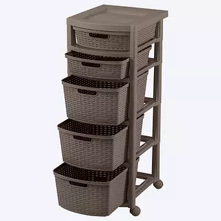 Cajonero Rimax Rattan 5 Gavetas 2p3g Mocca