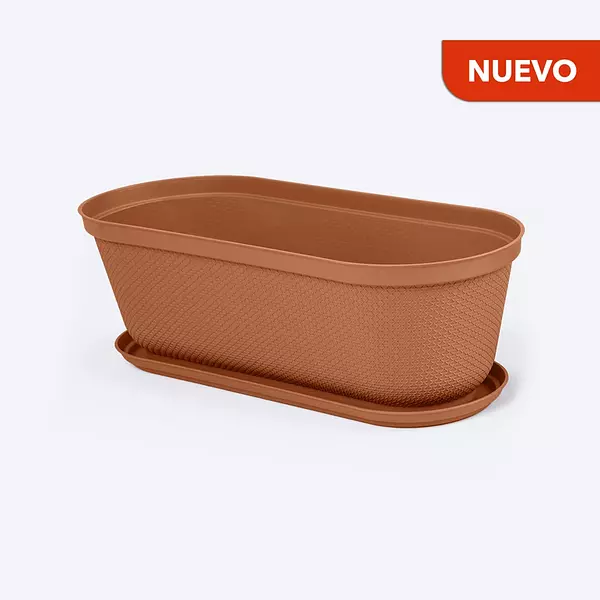 Matera Rimax Ovalada Rafia 60 Cm Con Plato Terracota