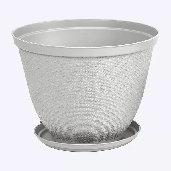 Matera Rimax Redonda Rafia 35 Cm Con Plato Gris Hielo