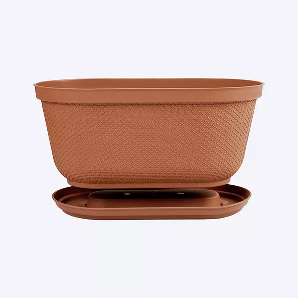 Matera Rimax Ovalada Rafia 40 Cm Con Plato Terracota