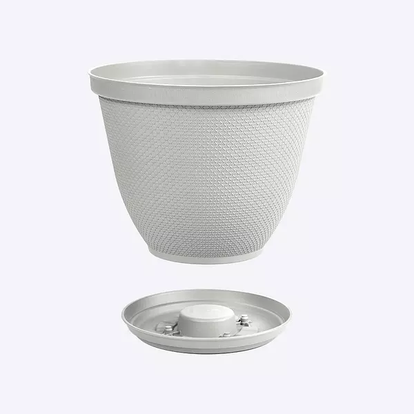 Matera Rimax Redonda Rafia 35 Cm Con Plato Gris Hielo