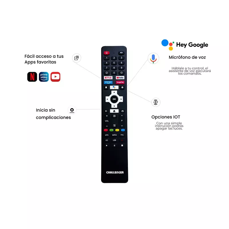Televisor 58 Pulgadas Challenger Android TV UHD Smart TV Bluetooth -  Netflix - Challenger