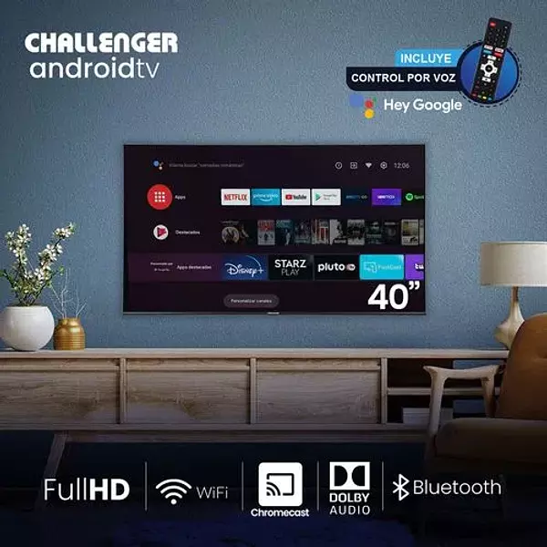 Televisor Challenger 40" 40lo69 Android Tv Fhd Smarttv Bt