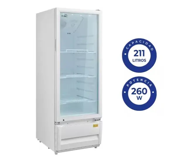 Nevera Vitrina Kalley Frost Una Puerta 211 Litros