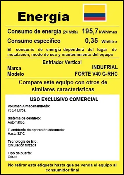 Vitrina Vertical Indufrial Forte V40 G-Rhc