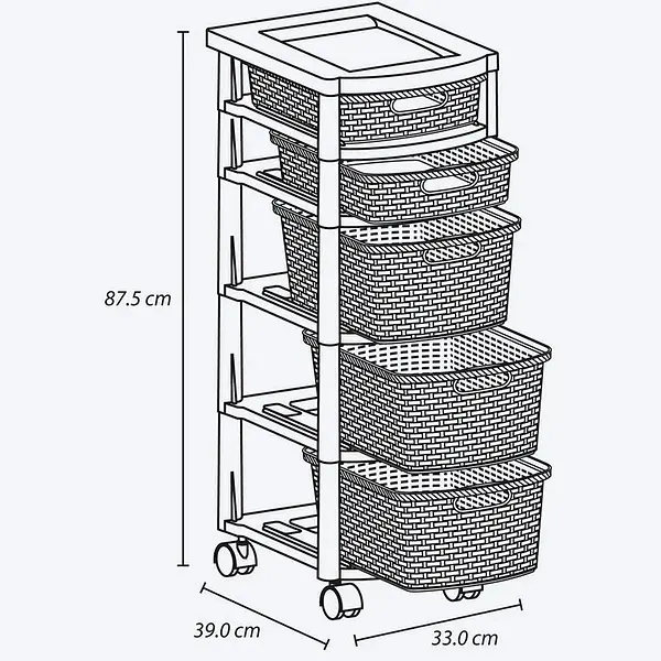 Cajonero Rimax Rattan 2p 3p Taupe