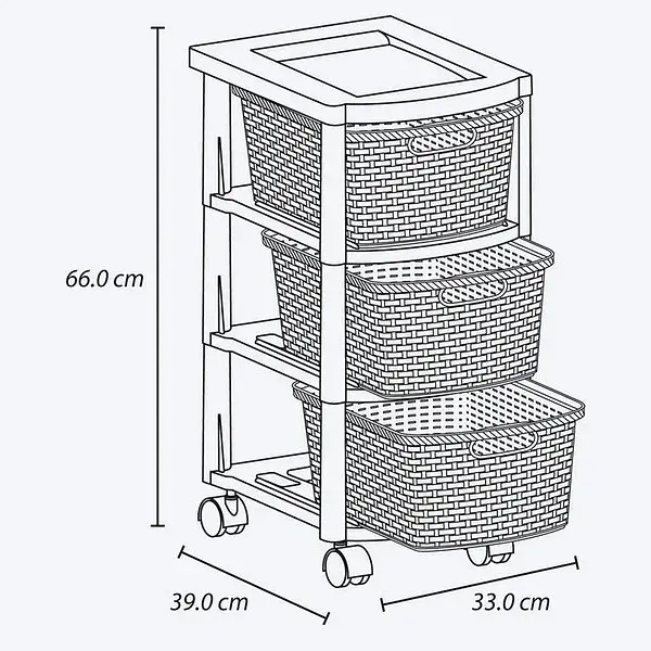 Cajonero Rimax Apariencia Rattan 3 Gavetas