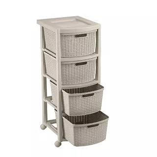 Cajonero Rimax Apariencia Rattan 4 Gavetas Taupe