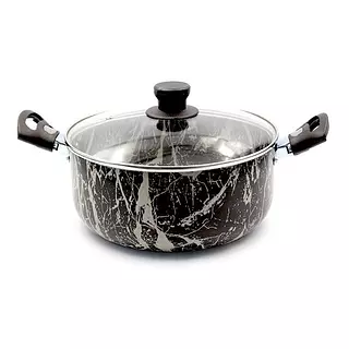 Olla #22 Cm Negro con Tapa Vidrio 16mm Marmol Fus 299894747